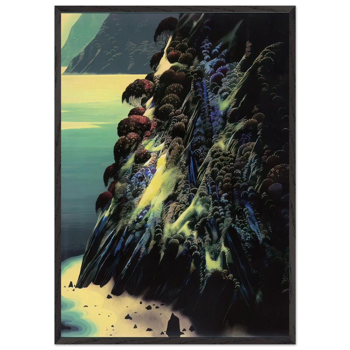 Big Sur Poem - Eyvind Earle 70x100 cm / 28x40 inches Framed Art Print – Black Wooden Frame