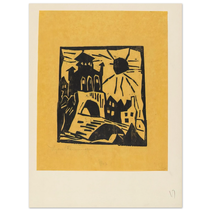 Lyonel Feininger - TOWN GATE RIBNITZ DAS TOR RIBNITZ 1918 75x100 cm / 30x40inches Fine Art Poster