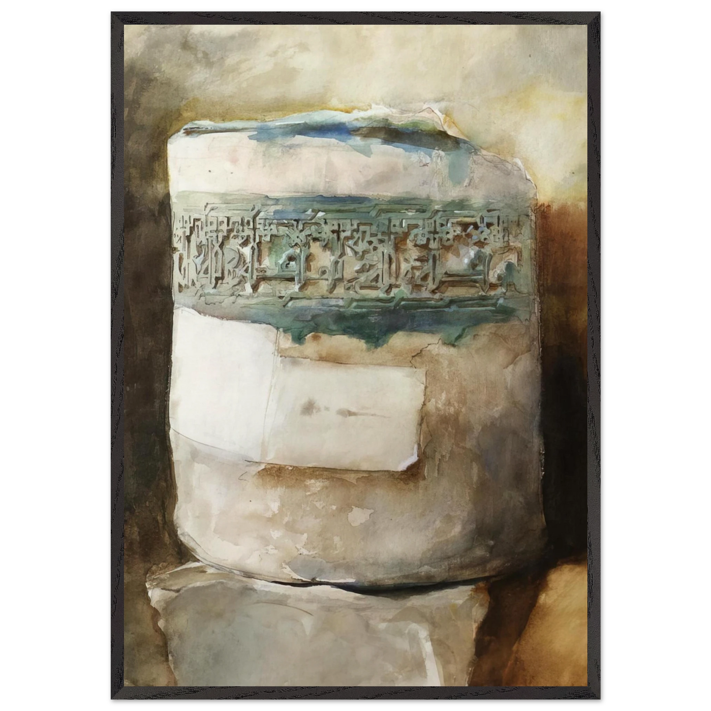 Persian Artifact with Faience Decoration - John Singer Sargent 70x100 cm / 28x40 inches Framed Art Print – Black Wooden Frame