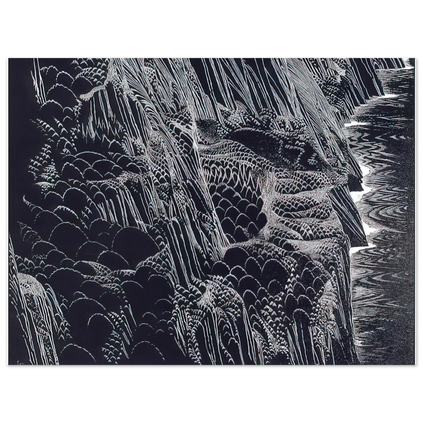 Eyvind Earle - Ocean Cliffs 75x100 cm / 30x40inches Fine Art Poster