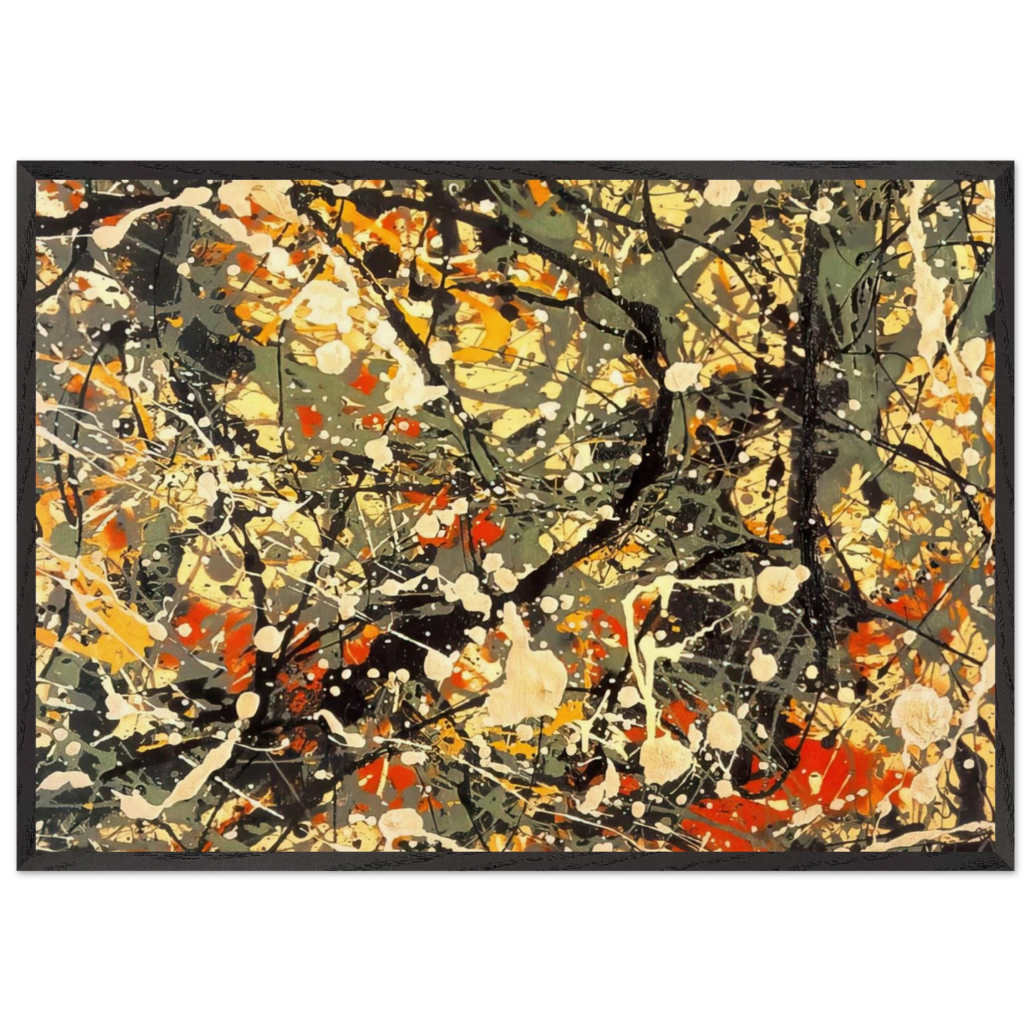 NUMBER 8 DETAIL - Jackson Pollock 70x100 cm / 28x40 inches Framed Art Print – Black Wooden Frame