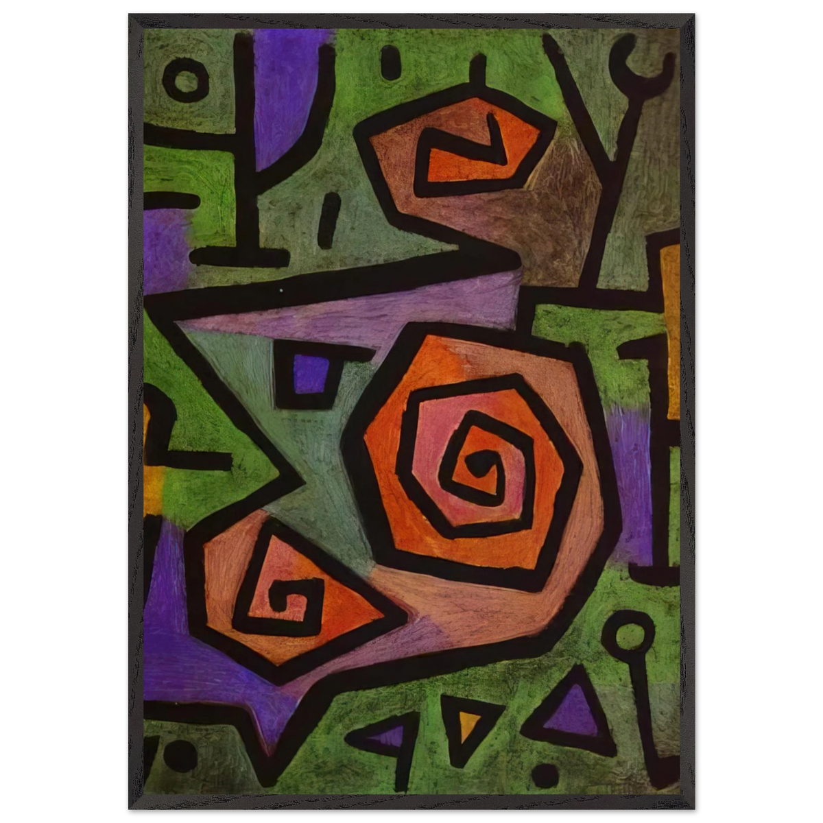 HEROIC ROSES 1938 - Paul Klee 70x100 cm / 28x40 inches Framed Art Print – Black Wooden Frame