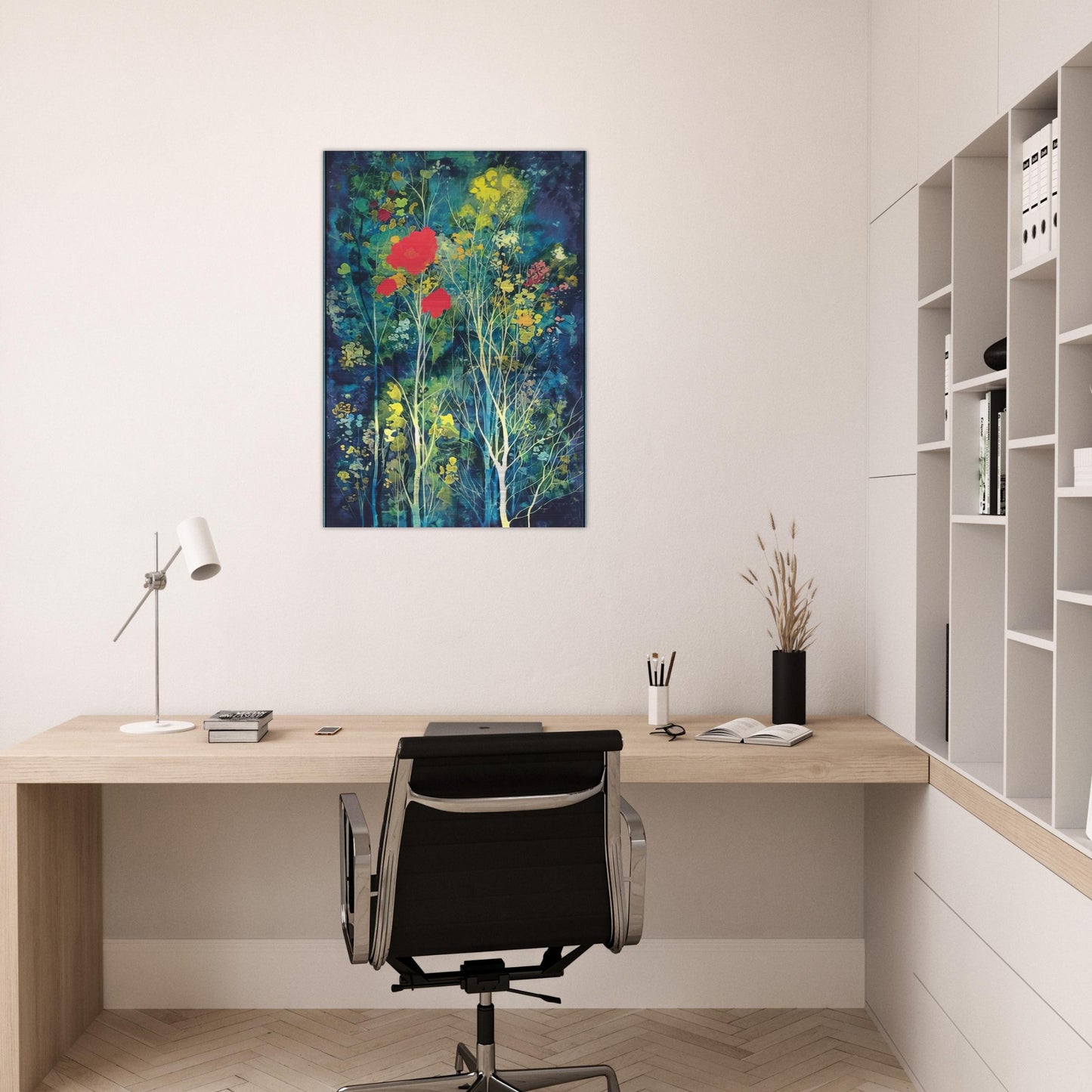 Poppies and Flowers - Eyvind Earle Brushed Aluminum Print - 70x100 cm / 28x40 inches | Eyvind Earle Aluminum Print | Eyvind Earle Prints