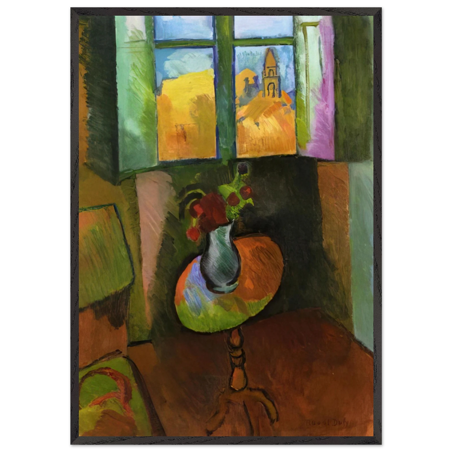 PEDISTAL TABLE RUE SEGUIER 1909 - Raoul Dufy 70x100 cm / 28x40 inches Framed Art Print – Black Wooden Frame