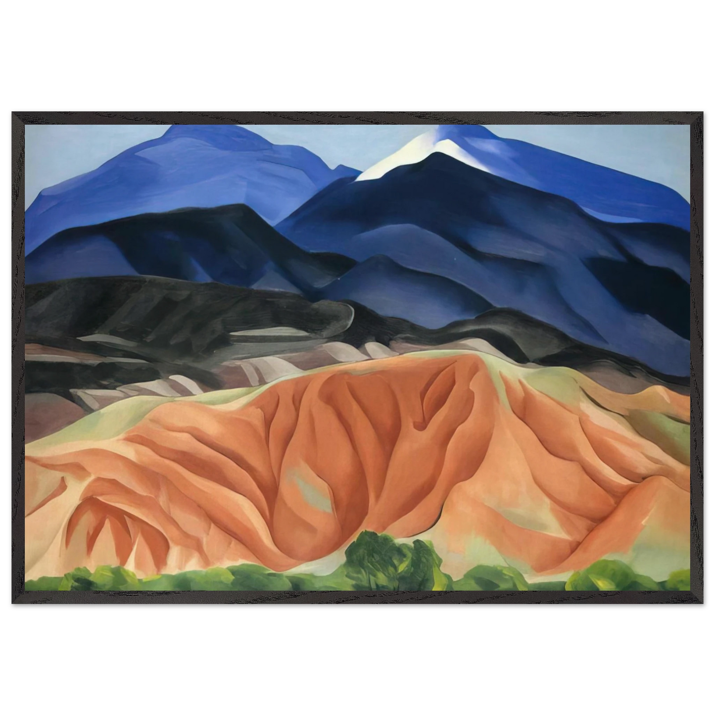 Black Mesa Landscape New Mexico - Out Back of Marys II - Georgia OKeeffe 70x100 cm / 28x40 inches Framed Art Print – Black Wooden Frame