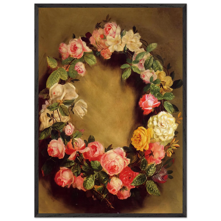 Crown of Roses - Pierre-Auguste Renoir 70x100 cm / 28x40 inches Framed Art Print – Black Wooden Frame