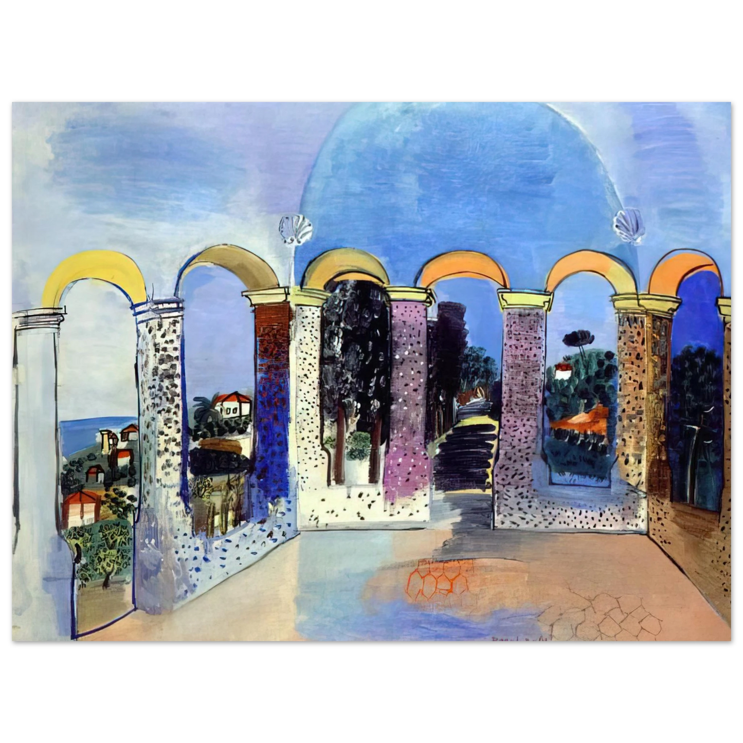 Raoul Dufy - ARCADES AT VALLAURIS 1927 75x100 cm / 30x40inches Fine Art Poster
