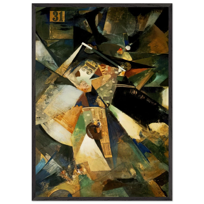 MERZPICTURE THIRTY ONE 1920 - Kurt Schwitters 70x100 cm / 28x40 inches Framed Art Print – Black Wooden Frame