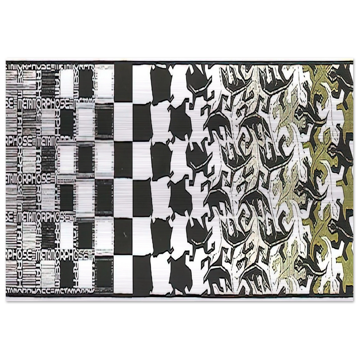 METAMORPHOSIS II EXCERPT 2 - MC Escher Brushed Aluminum Print - 70x100 cm / 28x40 inches | MC Escher Aluminum Print | MC Escher Prints