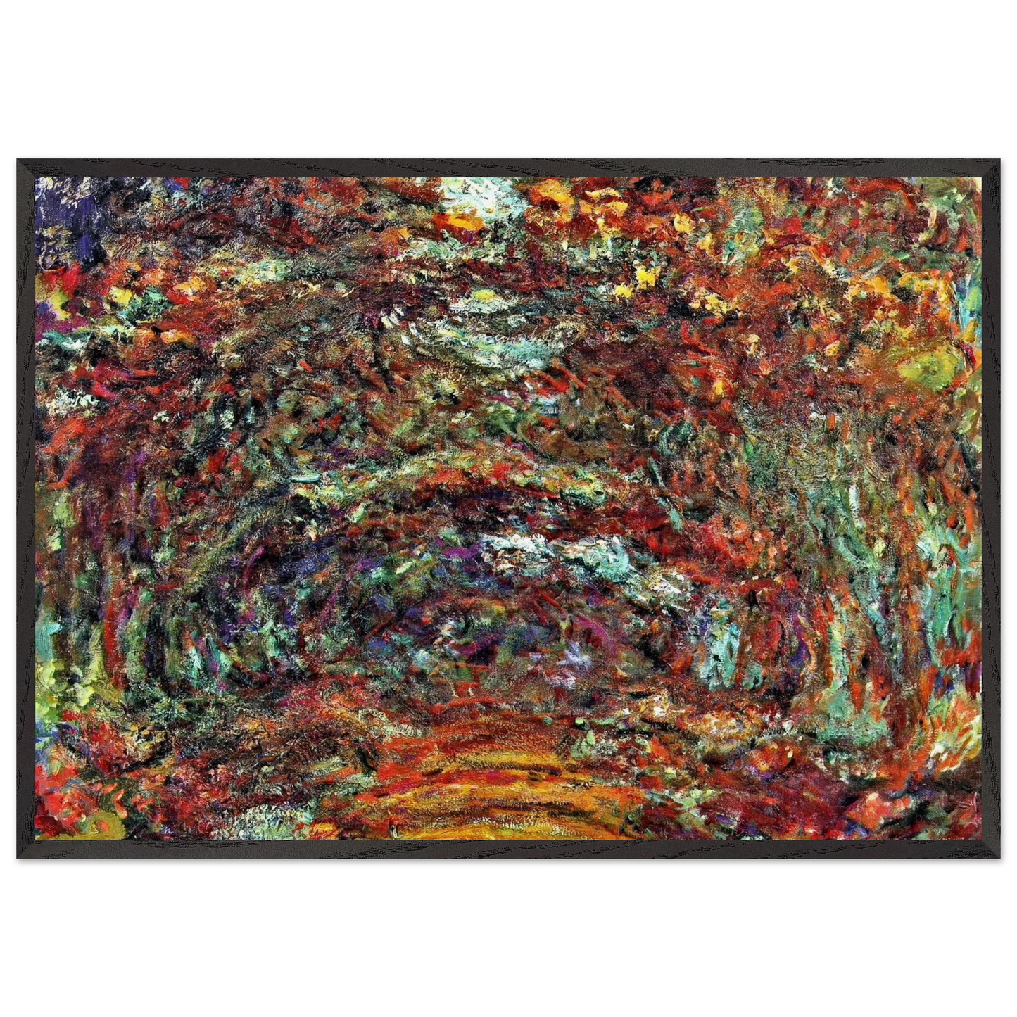 The Rose Path Giverny - claude monet 70x100 cm / 28x40 inches Framed Art Print – Black Wooden Frame