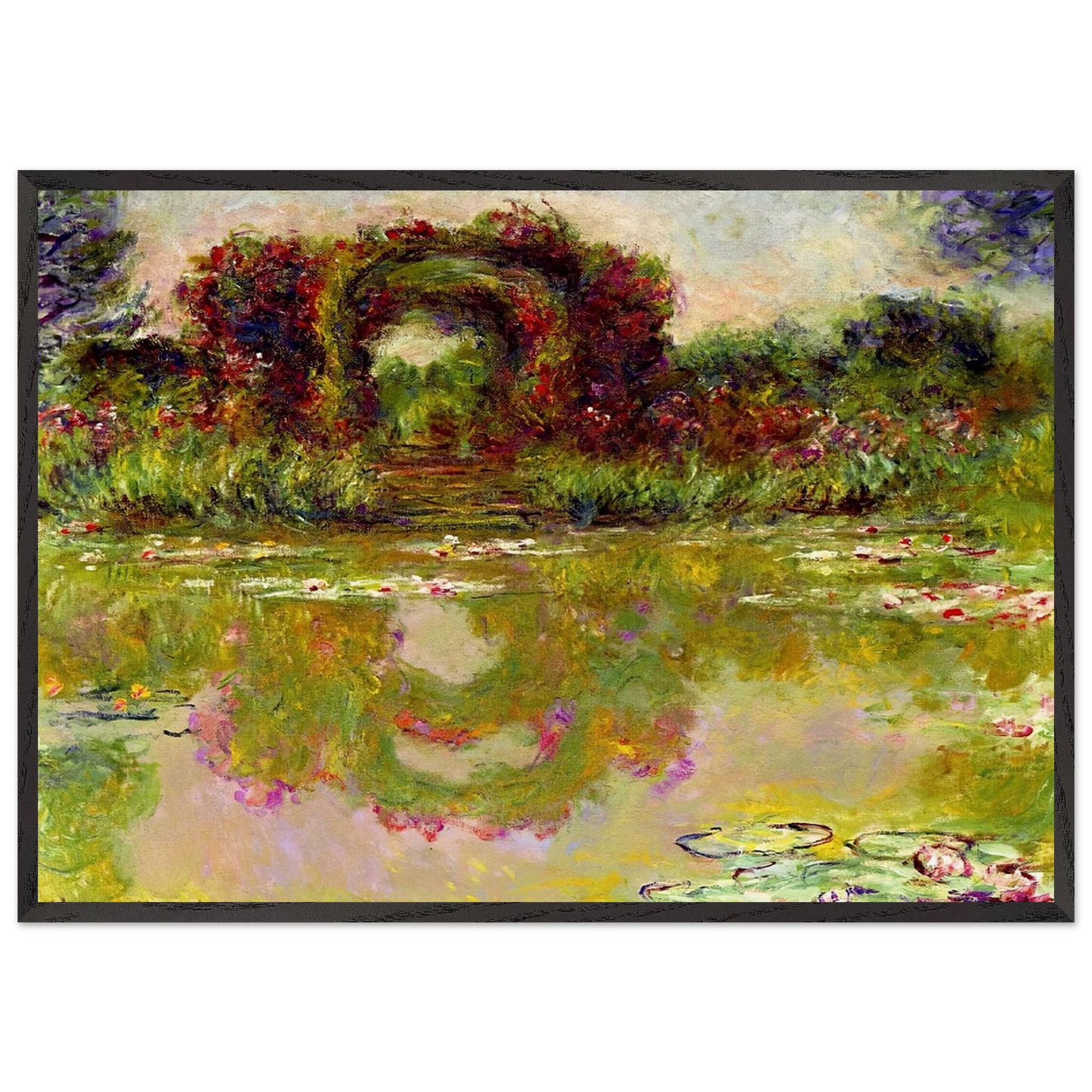Rose Arches at Giverny - claude monet 70x100 cm / 28x40 inches Framed Art Print – Black Wooden Frame