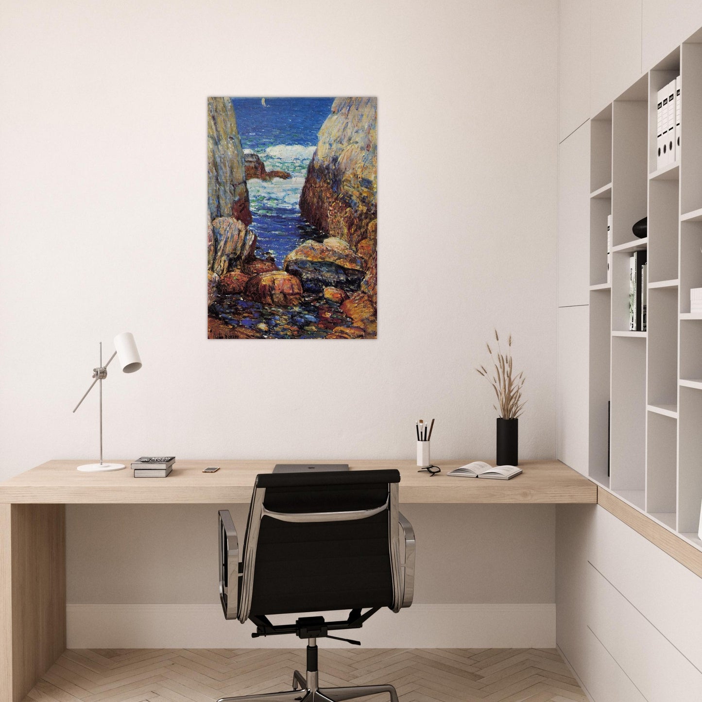 Sea and Rocks, Appledore, Isles of Shoals - Childe Hassam Brushed Aluminum Print - 70x100 cm / 28x40 inches | Childe Hassam Aluminum Print | Childe Hassam Prints