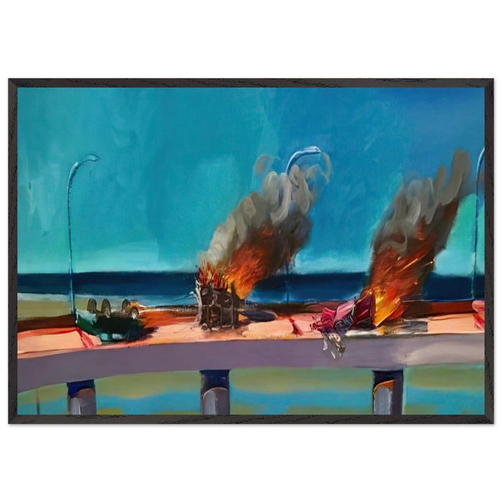 Longo Crash - 1982 - Carlos Almaraz 70x100 cm / 28x40 inches Framed Art Print – Black Wooden Frame