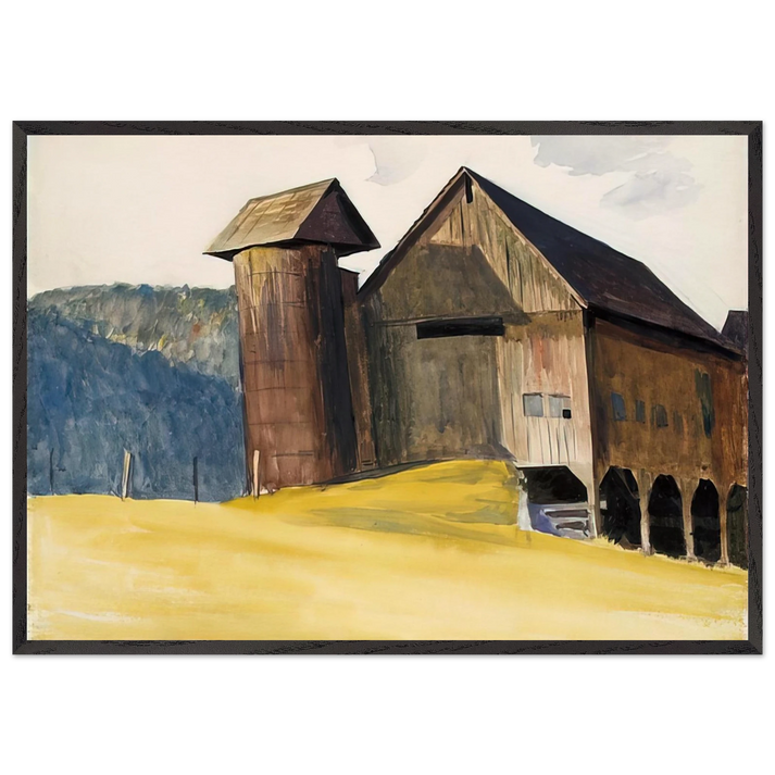 Barn and Silo Vermont - Edward Hopper 70x100 cm / 28x40 inches Framed Art Print – Black Wooden Frame
