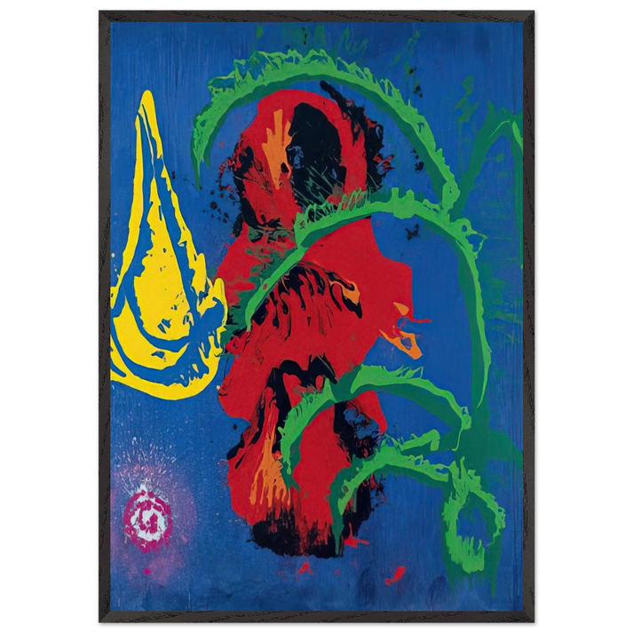 Yellow Boat 7898 - 1998 - John Hoyland 70x100 cm / 28x40 inches Framed Art Print – Black Wooden Frame