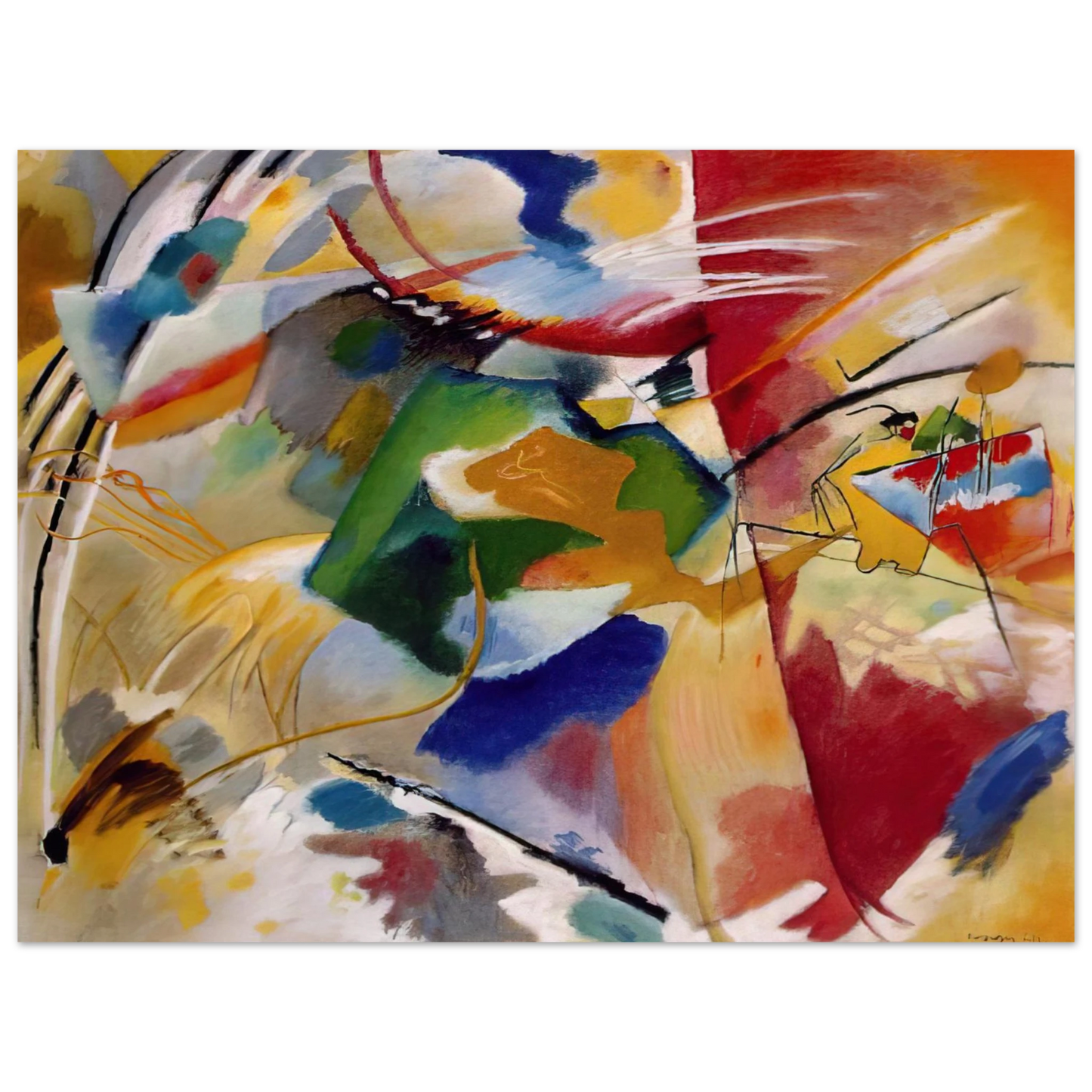 Wassily Kandinsky - PAINTING WITH GREEN CENTER 1913 75x100 cm / 30x40inches Fine Art Poster