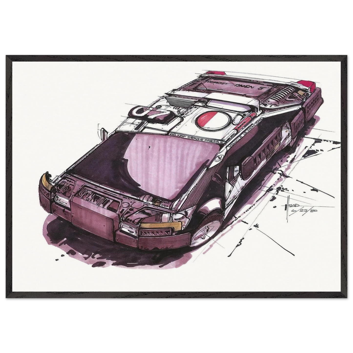 Syd Mead N4 - Syd Mead 70x100 cm / 28x40 inches Framed Art Print – Black Wooden Frame