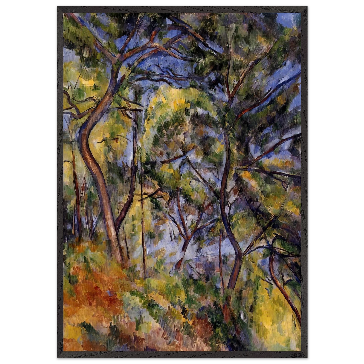 Forest N3 - Paul Cezanne 70x100 cm / 28x40 inches Framed Art Print – Black Wooden Frame