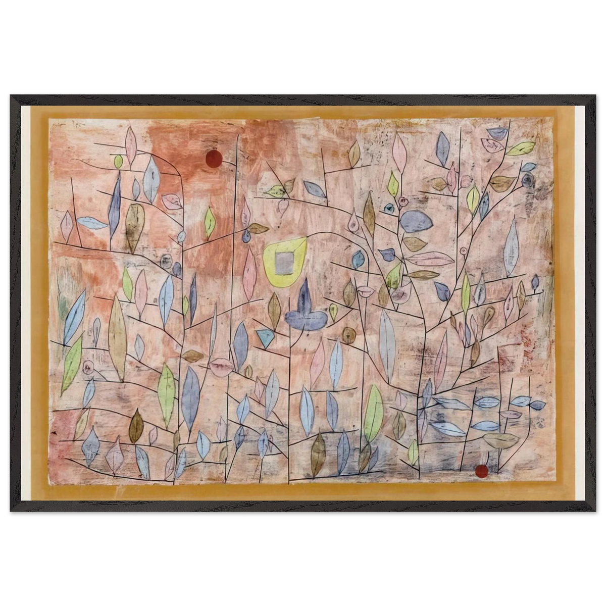 SPARSE FOLIAGE 1934 - Paul Klee 70x100 cm / 28x40 inches Framed Art Print – Black Wooden Frame
