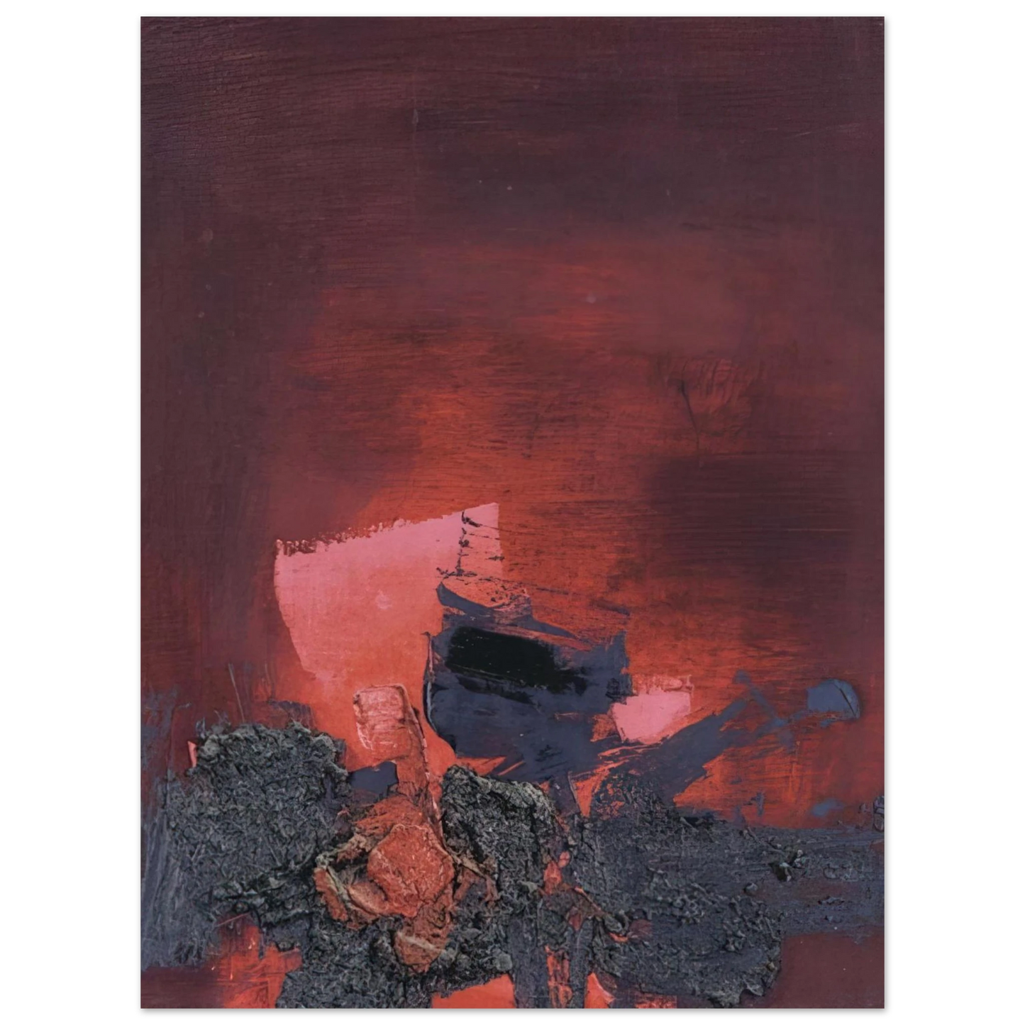 Luis Feito - SIN T TULO ABSTRACCI N EN ROSO Y NEGRO 75x100 cm / 30x40inches Fine Art Poster