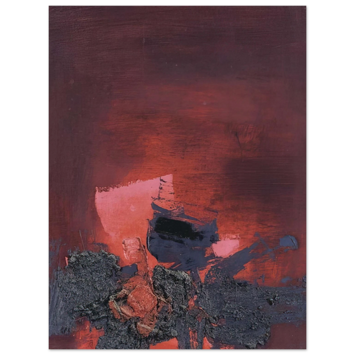 Luis Feito - SIN T TULO ABSTRACCI N EN ROSO Y NEGRO 75x100 cm / 30x40inches Fine Art Poster