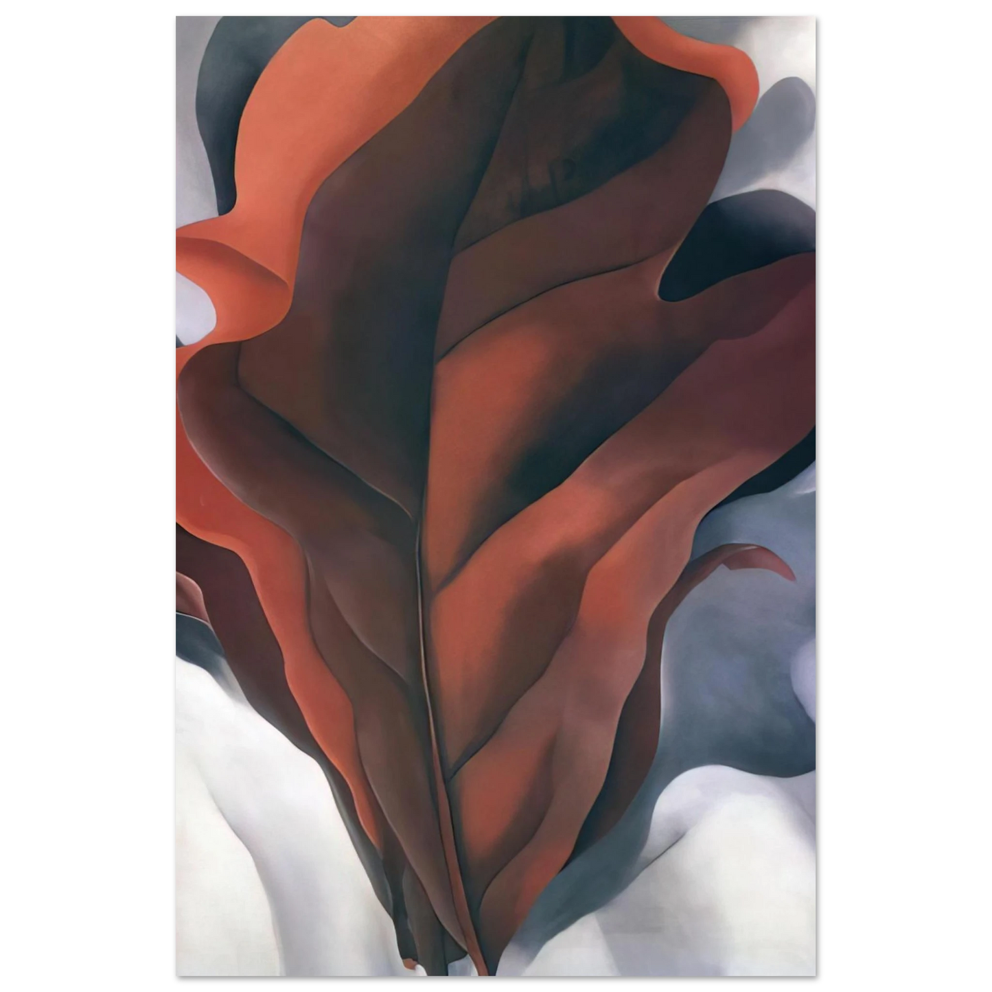 Georgia O'Keeffe - Large Dark Red Leaves on White Fine Art Poster