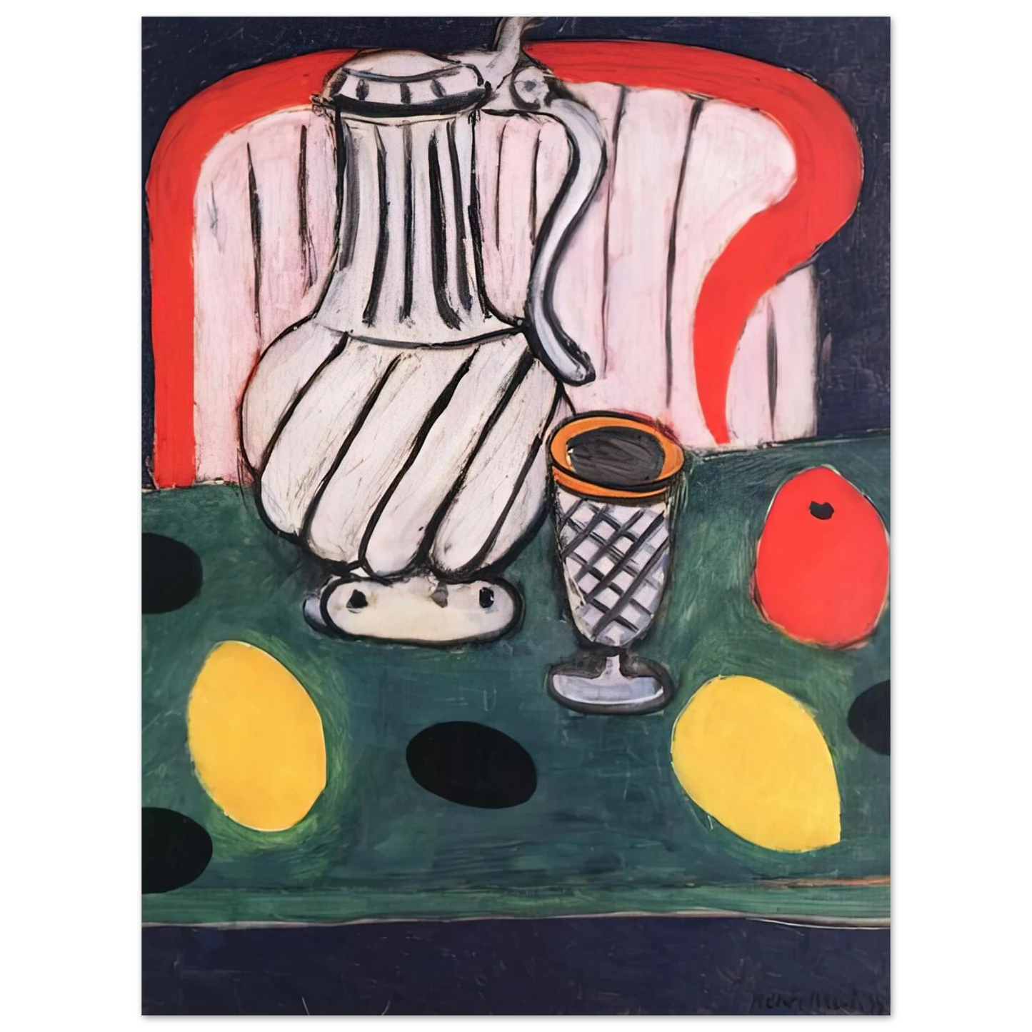 Henri Matisse - TIN PITCHER LEMON AND ARMCHAIR 1939 75x100 cm / 30x40inches Fine Art Poster