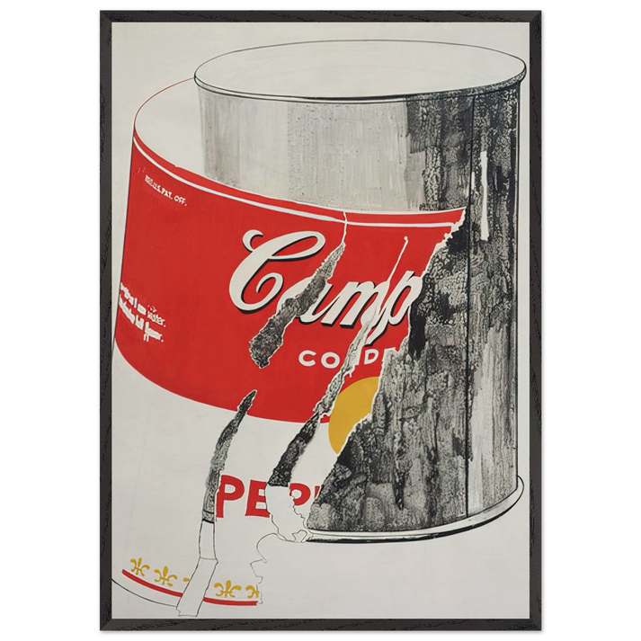 Big Torn Campbells Soup Can Pepper Pot - Andy Warhol 70x100 cm / 28x40 inches Framed Art Print – Black Wooden Frame
