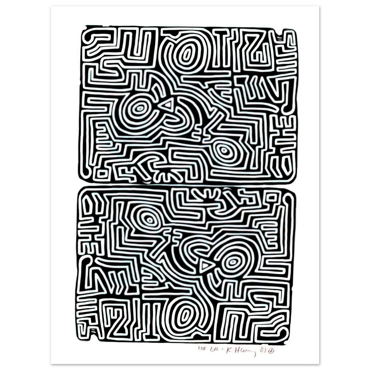 Keith Haring - LABYRINTH 1989 75x100 cm / 30x40inches Fine Art Poster