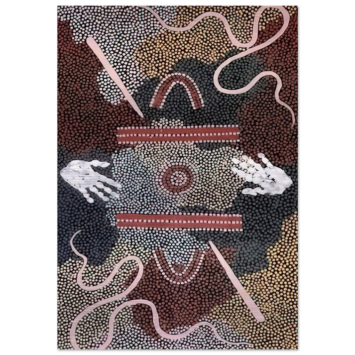 Initiation Ceremony - 1998 - Clifford Possum Tjapaltjarri Brushed Aluminum Print - 70x100 cm / 28x40 inches | Clifford Possum Tjapaltjarri Aluminum Print | Clifford Possum Tjapaltjarri Prints