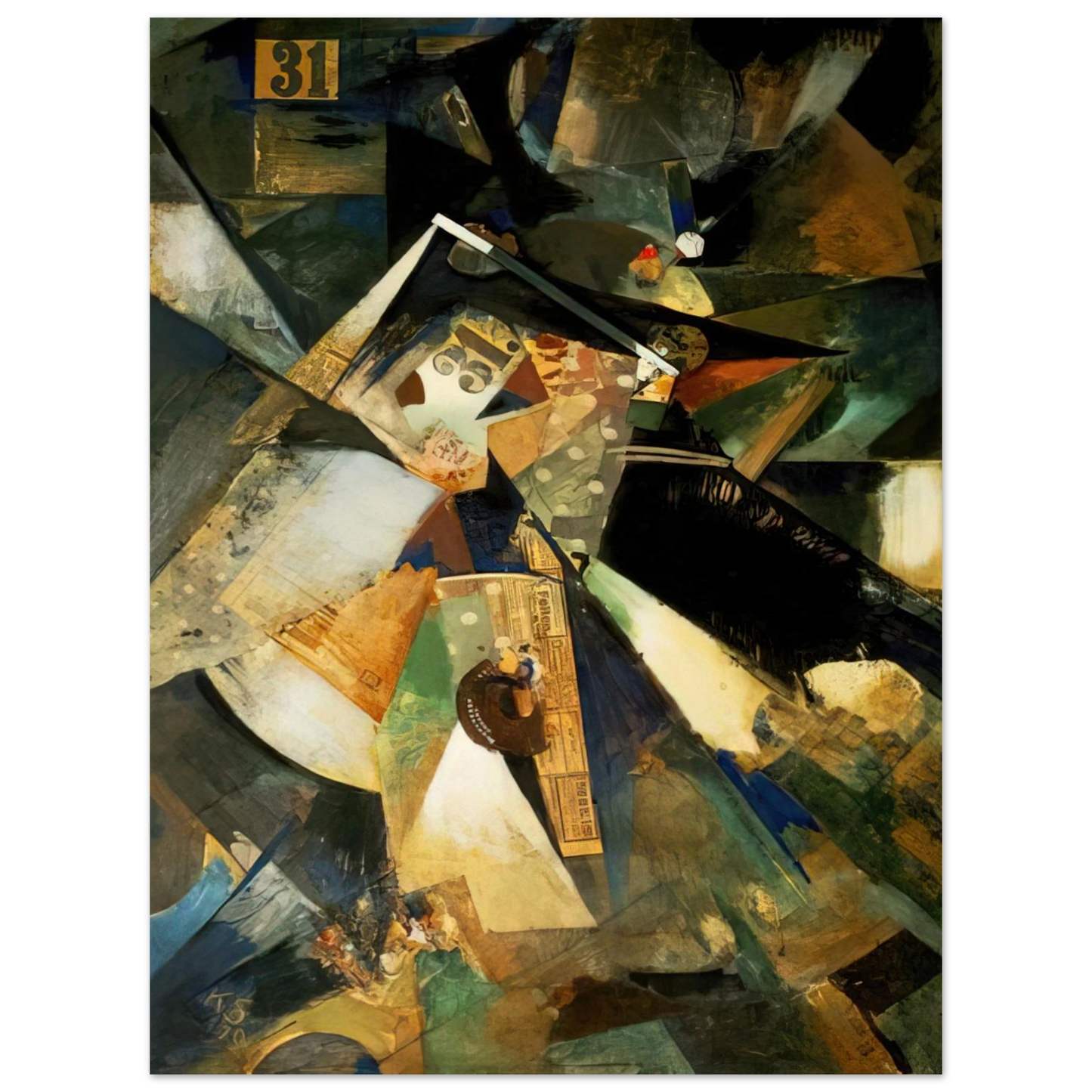 Kurt Schwitters - MERZPICTURE THIRTY ONE 1920 75x100 cm / 30x40inches Fine Art Poster
