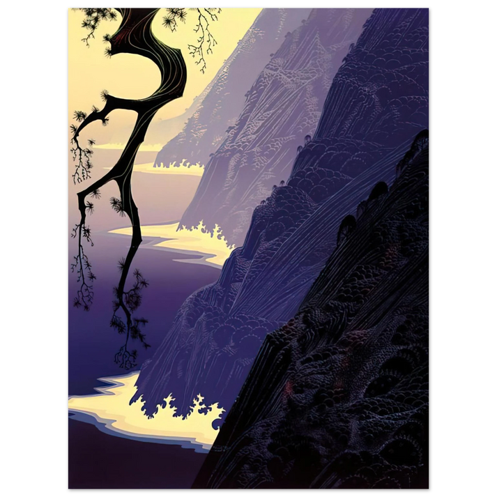 Eyvind Earle - Purple Mist 75x100 cm / 30x40inches Fine Art Poster