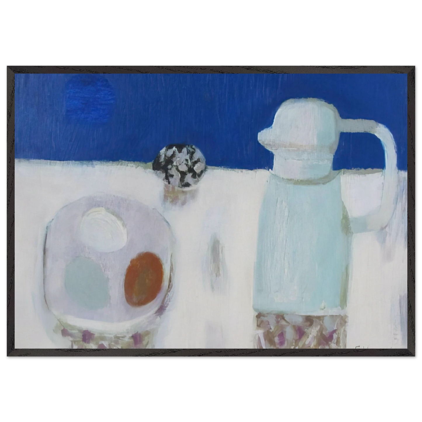 Jug and Four Eggs - 1967 - Mary Fedden 70x100 cm / 28x40 inches Framed Art Print – Black Wooden Frame