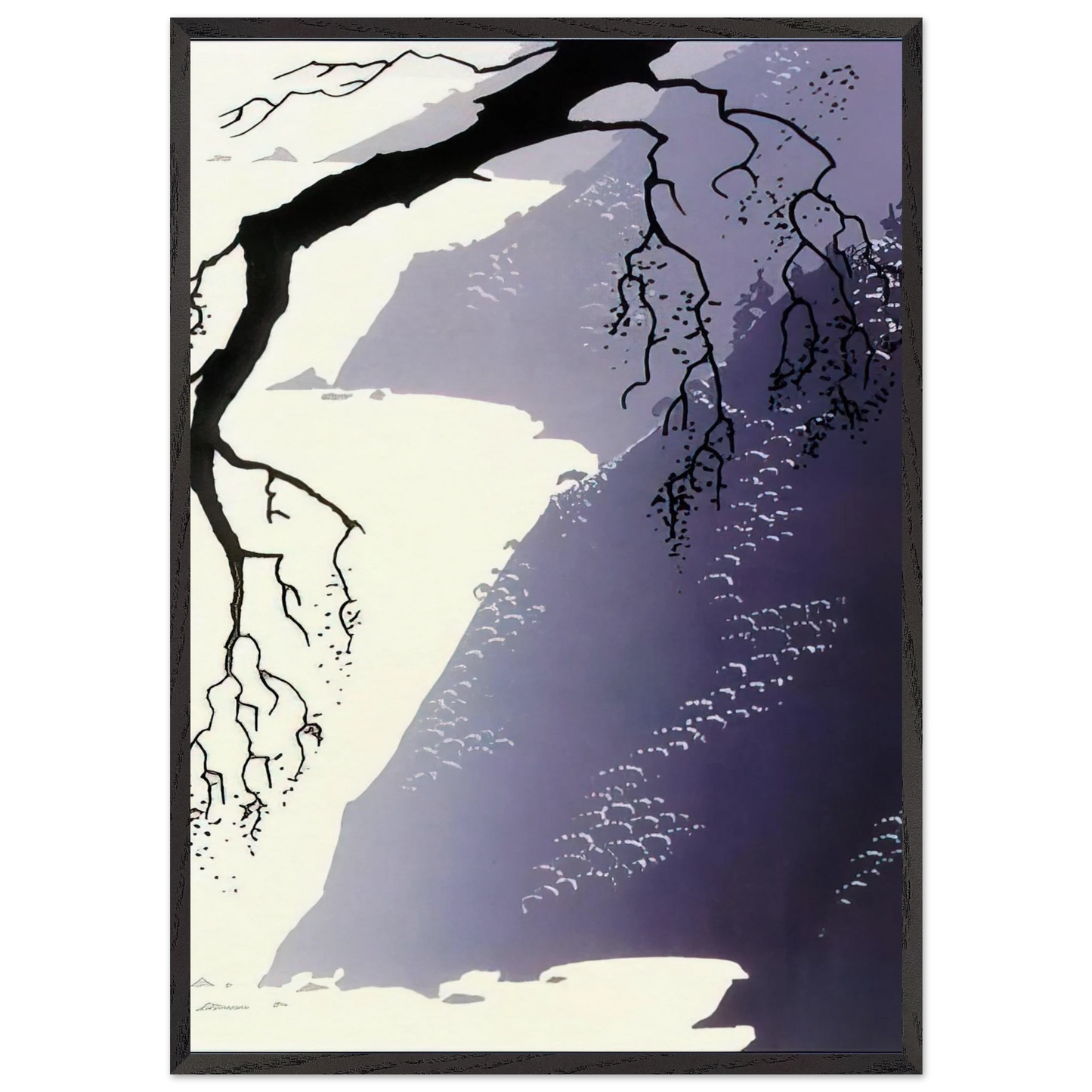 Gray Mist - Eyvind Earle 70x100 cm / 28x40 inches Framed Art Print – Black Wooden Frame