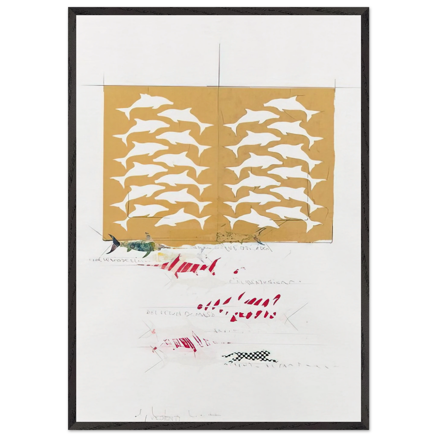 FANNO CINQUE 1988 - Alighiero Boetti 70x100 cm / 28x40 inches Framed Art Print – Black Wooden Frame
