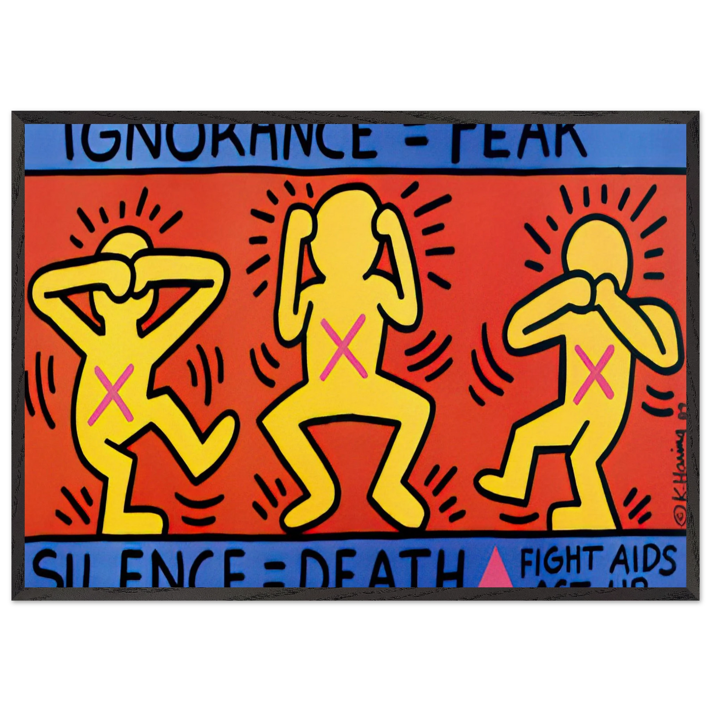 IGNORANCE FEAR 1989 N1 - Keith Haring 70x100 cm / 28x40 inches Framed Art Print – Black Wooden Frame