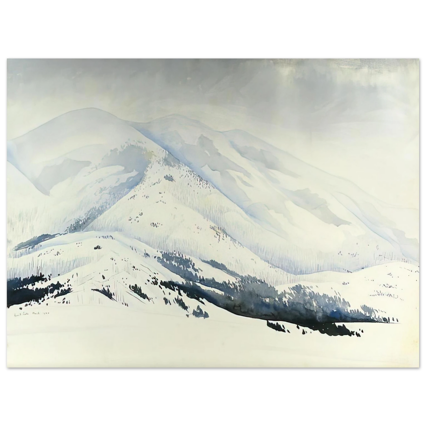 Eyvind Earle - Snowy Mountain 75x100 cm / 30x40inches Fine Art Poster