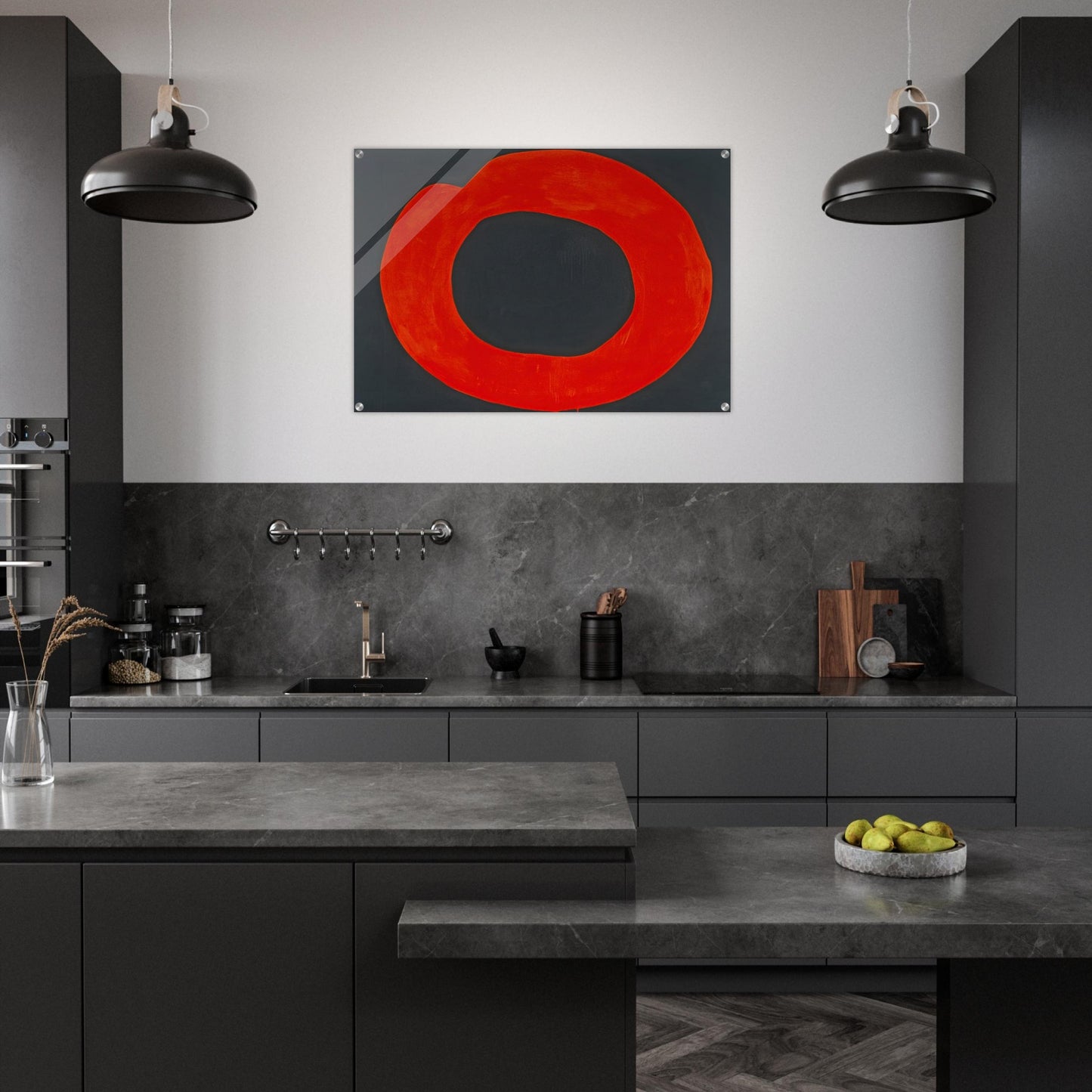 Red Circle on Black - 1965 - Jiro Yoshihara Acrylic Print - 70x100 cm / 28x40″ inches | Jiro Yoshihara Wall Art | Jiro Yoshihara Prints
