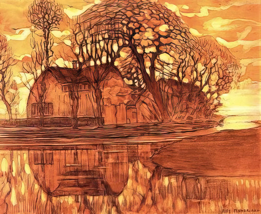 Abstract Art Mondrian: The Evolution of Piet Mondrian's Revolutionary Visual Language - Farm at Duivendrecht by Piet Mondrian