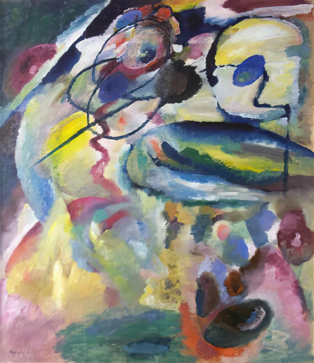 Abstract Expressionism and Kandinsky: The Spiritual Pioneer of Non-Objective Art - PICTURE WITH A CIRCLE 1911 by Wassily Kandinsky