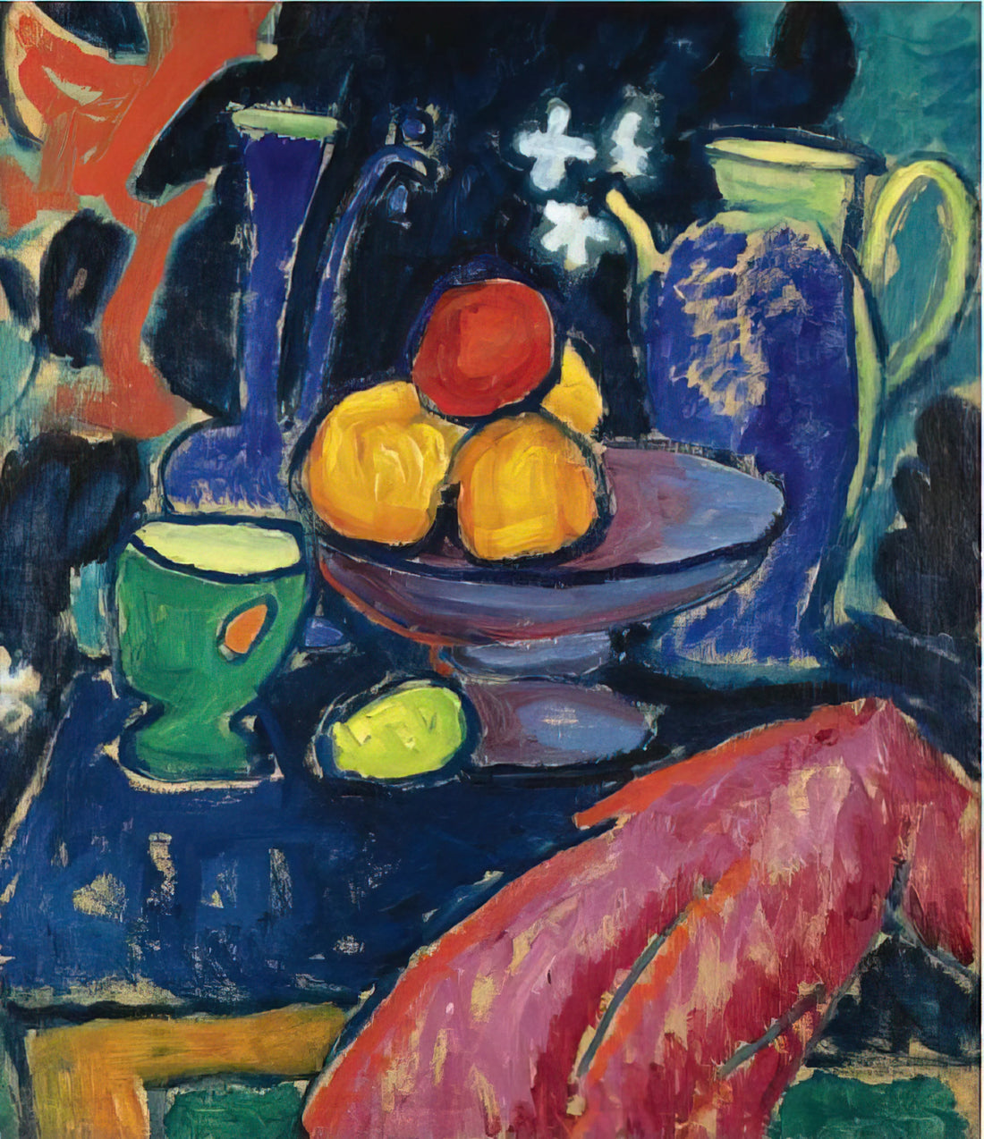 Alexej von Jawlensky Brushed Aluminum Print: A Modern Tribute to Expressionist Mastery - STILL LIFE WITH JUG 1913 by Alexej von Jawlensky