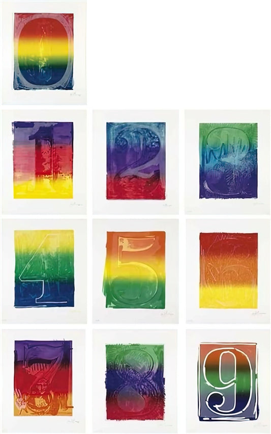 Andy Warhol and Jasper Johns: The Intersection of Pop Art and Neo-Dada - COLOR NUMERAL SERIES ULAE 59 68 1969 by Jasper Johns