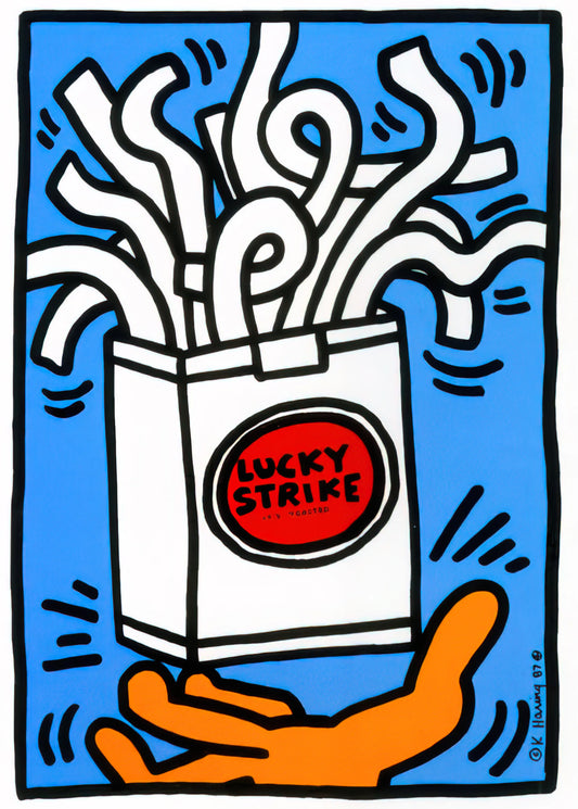 Andy Warhol and Keith Haring: Pop Art Icons and the Legacy of Urban Expression - LUCKY STRIKE 1987 by Keith Haring