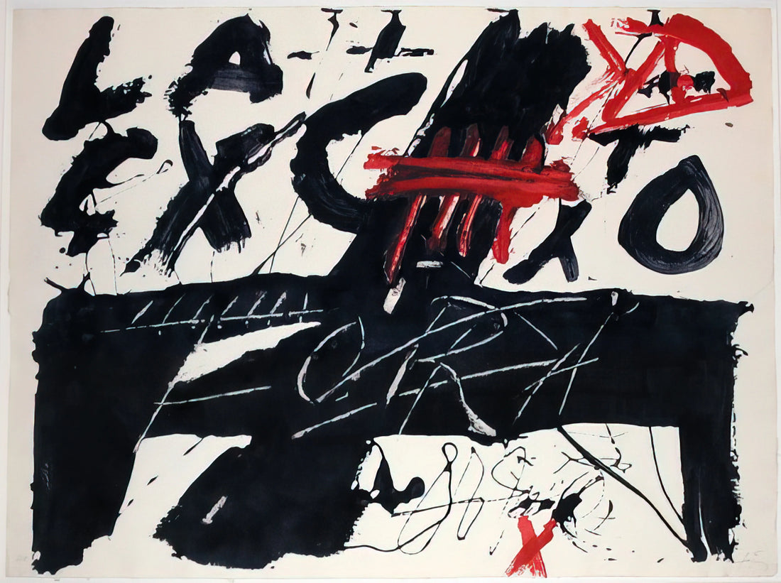 Antoni Tàpies Brushed Aluminum Print: A Modernist Legacy in Metallic Form - NEGRE I ROIG III FORA 1976 by Antoni Tapies