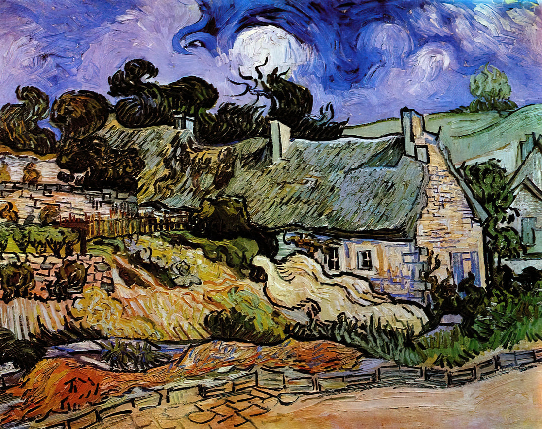 Café Terrace at Night Framed: A Collector's Guide to Van Gogh's Masterpiece - Houses with Thatched Roofs, Cordeville by Vincent van Gogh