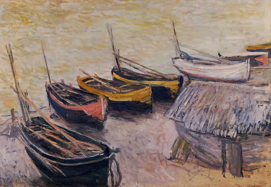 Camille Monet: The Muse Who Shaped Impressionism's Most Iconic Paintings - Boats on the Beach by claude monet