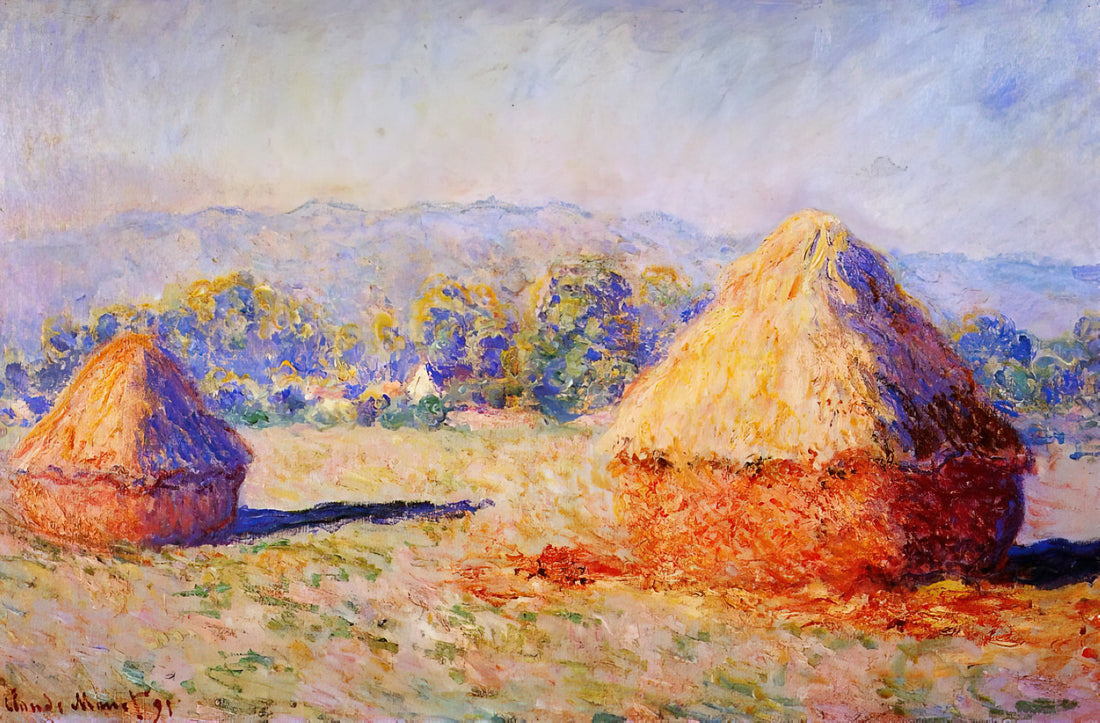 Camille and Claude Monet: The Muse Who Shaped Impressionism's Vision - Grainstacks in the Sunlight, Morning Effect by claude monet