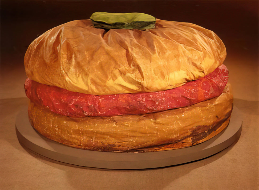 Claes Oldenburg Prints for Sale: A Collector's Guide to Pop Art Iconography - FLOOR BURGER GIANT HAMBURGER 1962 by Claes Oldenburg