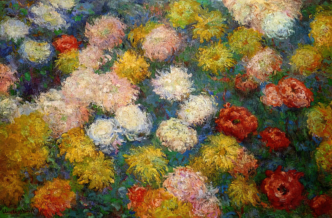 Claude Monet Early Paintings: The Formative Years of an Impressionist Master - Chrysanthemums by claude monet