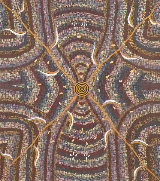 Clifford Possum Tjapaltjarri Brushed Aluminum Print: A Modern Tribute to Aboriginal Mastery - Untitled - 1987 by Clifford Possum Tjapaltjarri